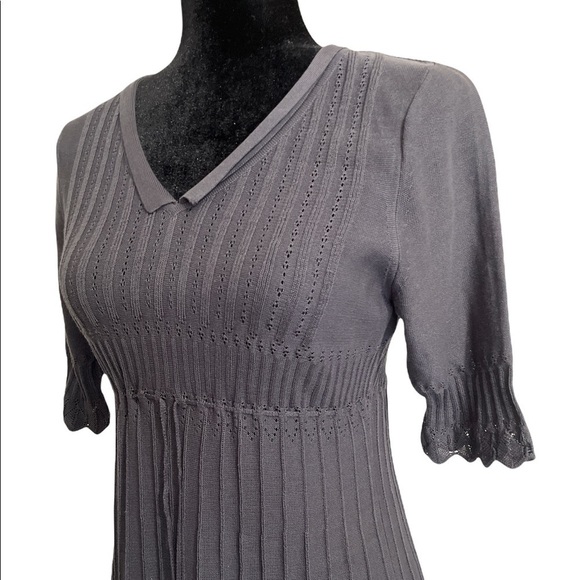 Peruvian Connection Gray Knit Pima Cotton Dress Romantic classy Beautiful MP - Picture 4 of 16